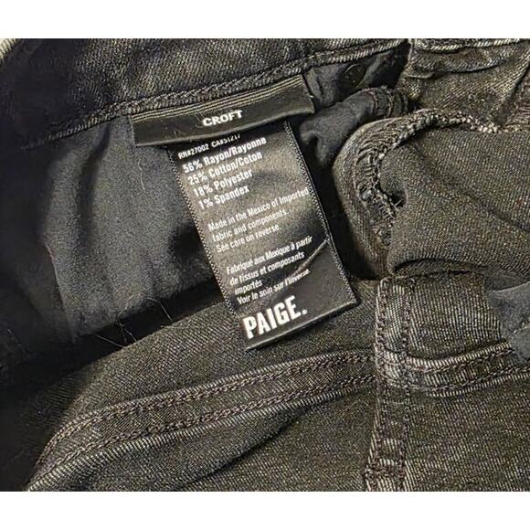 PAIGE Croft Straight Leg Jeans Black / Gray NormCore Indie Grunge Skater Biker - Picture 9 of 9